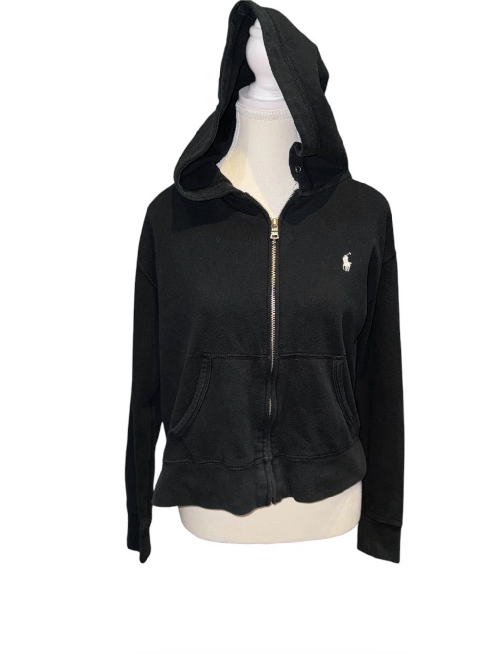 Polo Ralph Lauren classic sporty full zip hoodie black white pony